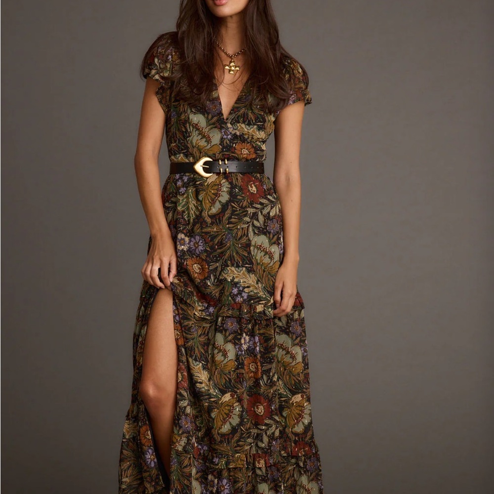 NWT 12th Tribe Multicolor Floral Maxi Dress with Belt